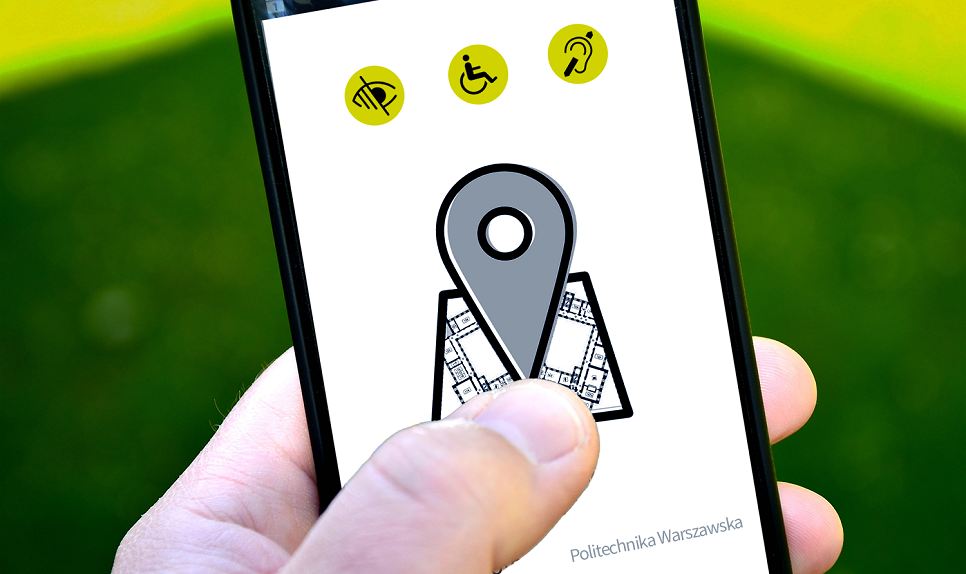 Graphics symbolizing the navigation application on the phone