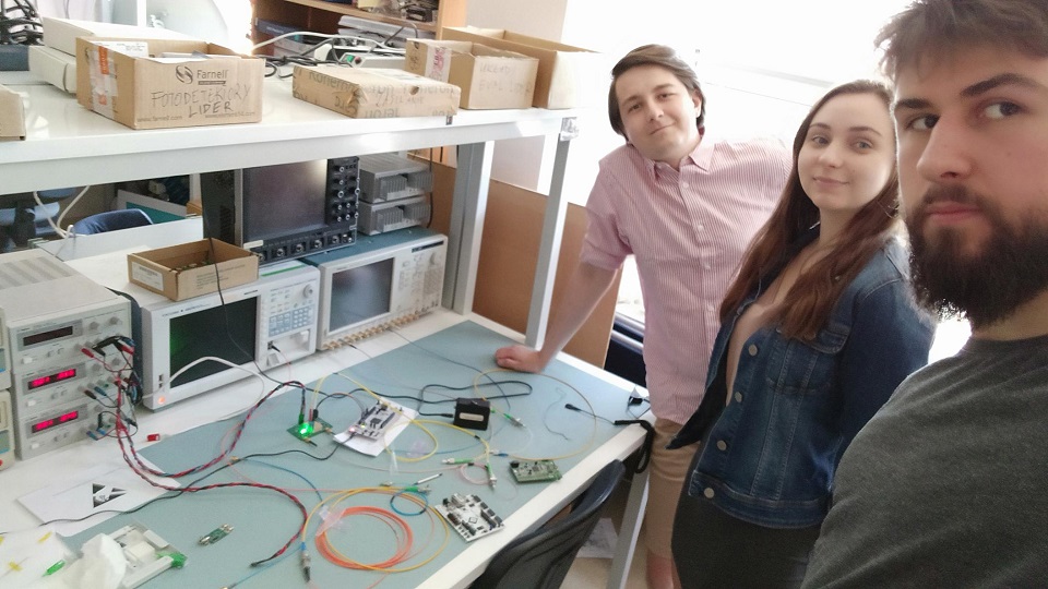 Photo of the FiberTeam students at work on their project