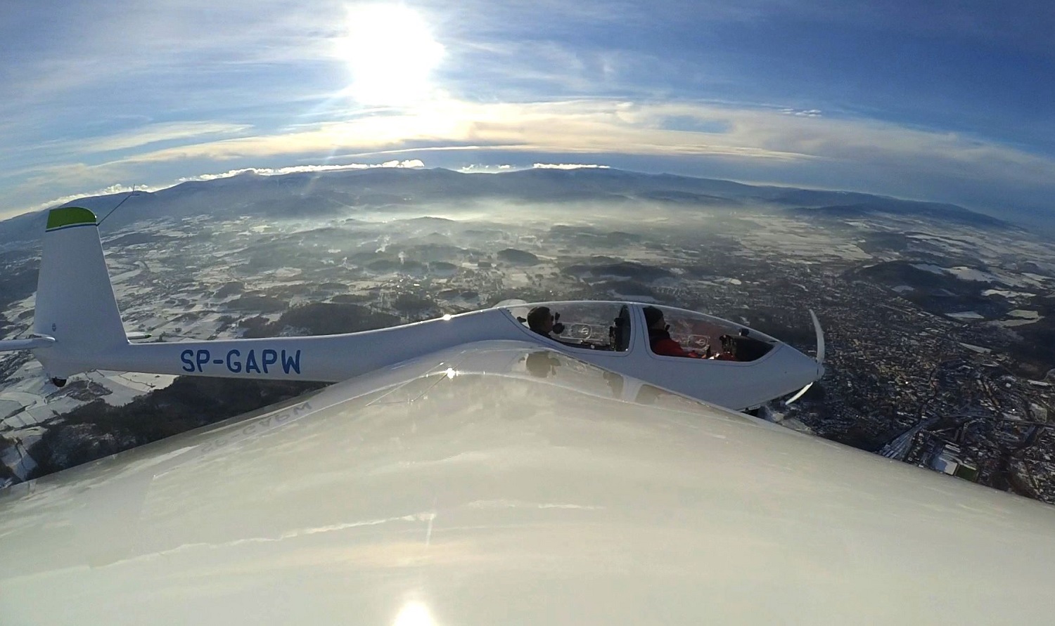 Photo of PW-X10 during a flight against the background of the Karkonosze Mountains