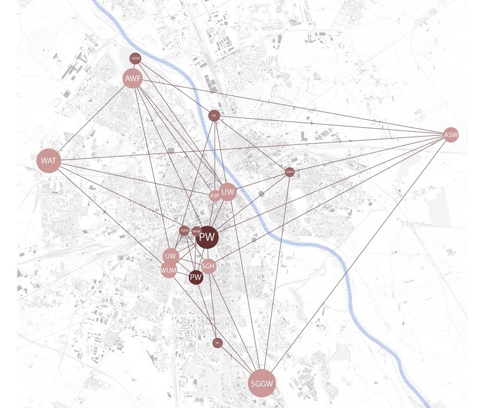 Graphics showing a map with the network of campuses covered by the study