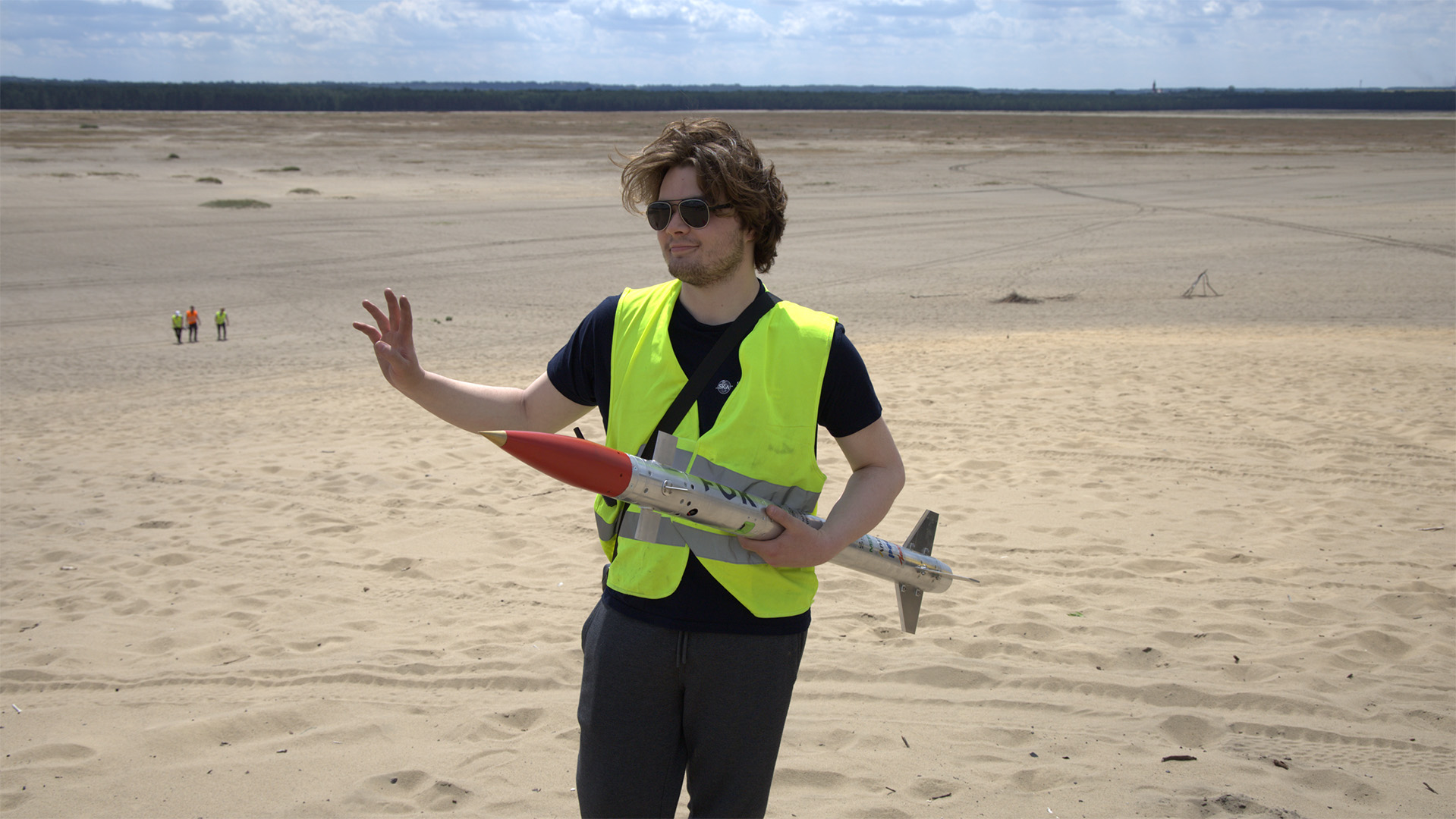 Korneliusz Szalkowski at the Błędów Desert during the FOK rocket test