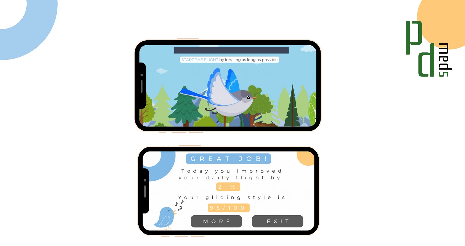 Graphics presenting two phones with the app - the part of Notos