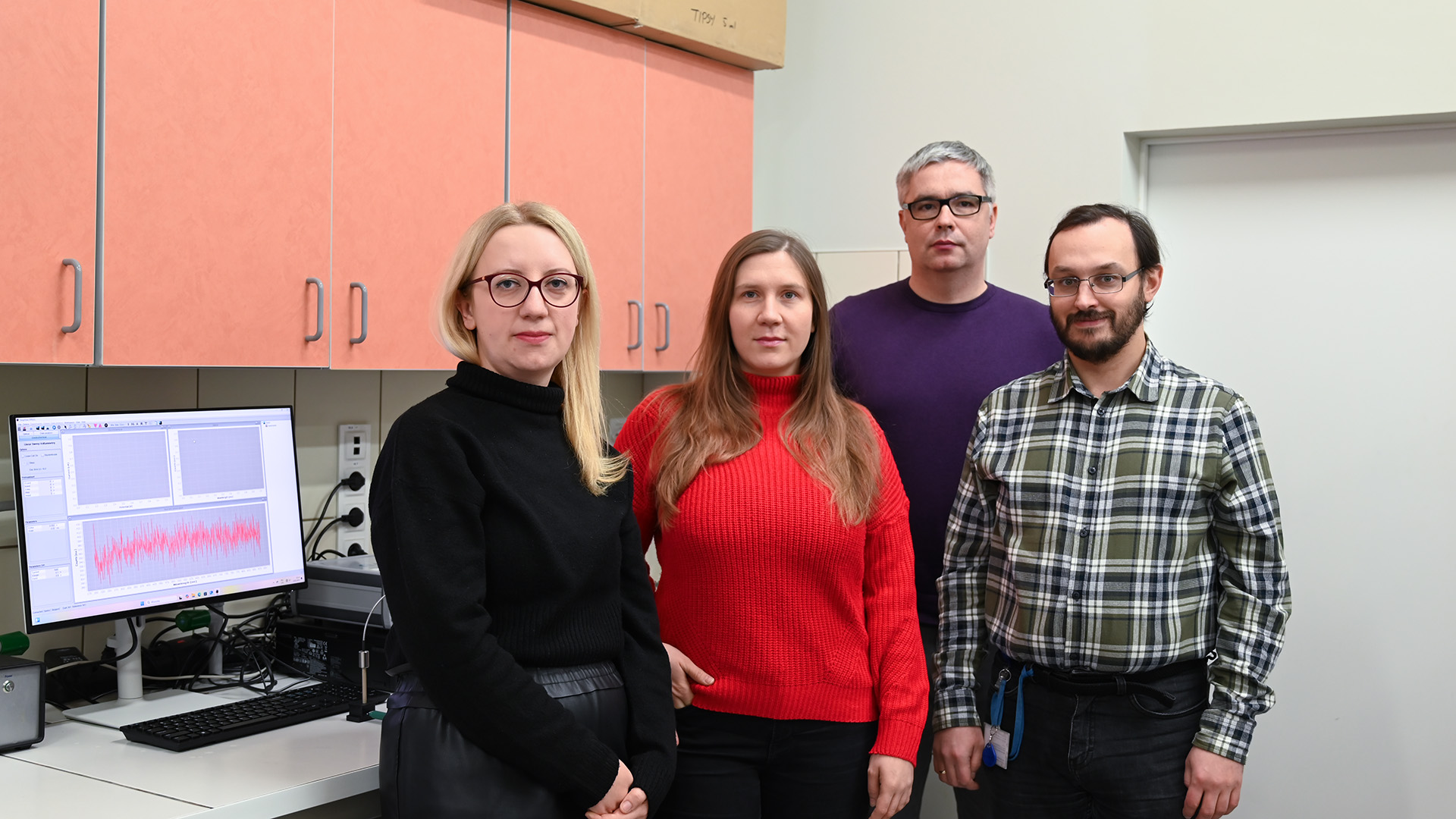 Part of the research team. From left to right: Nina Wezynfeld, Anna Szymczyk, Robert Ziółkowski, and Marcin Drozd.