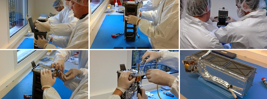 Photos showing PW-Sat integration
