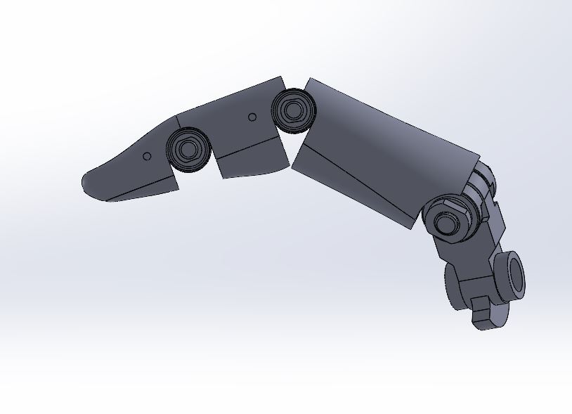 An anthropomorphized version of the mechanical design of the thumb prosthesis