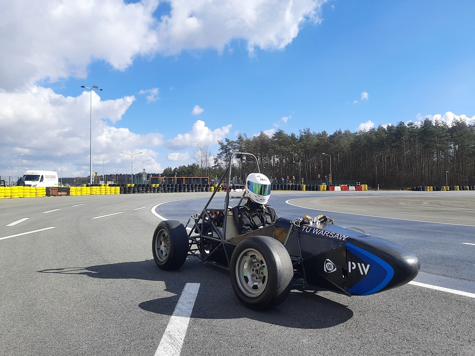 Photo of an electric racing car during tests