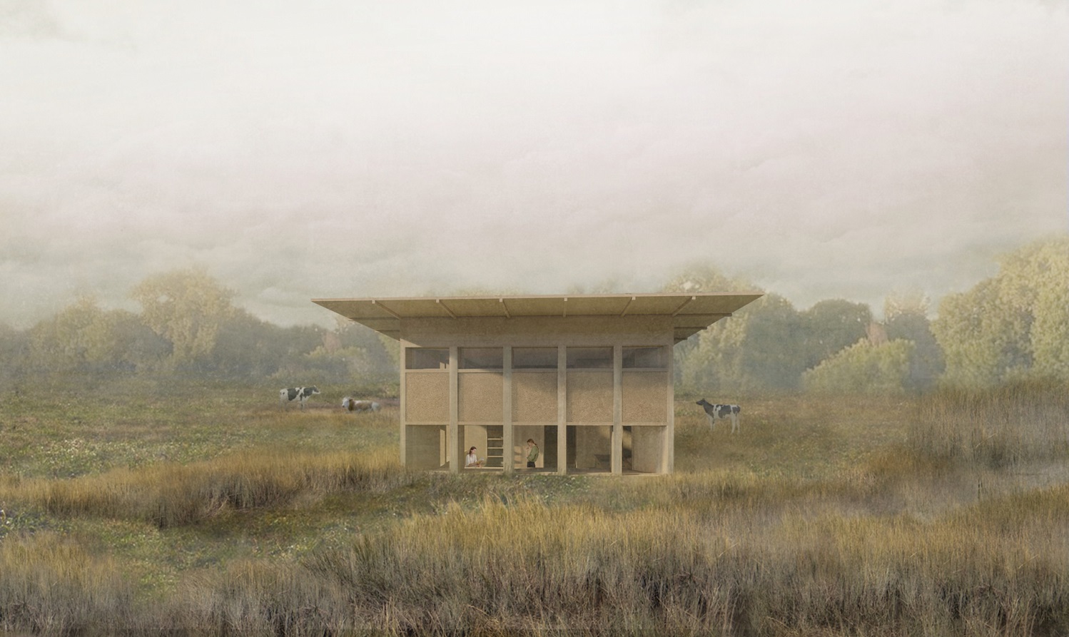 Visualization of the Grounded House project by students of the Faculty of Architecture of the Warsaw University of Technology