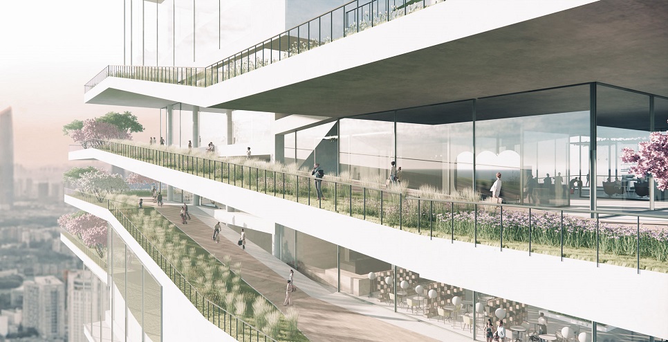 Wizualizacja miasta przyszłości przygotowana przez Koło Naukowe Architektury Jutra PW w ramach projektu "Polskie miasta przyszłości 2050 oczami młodych"
