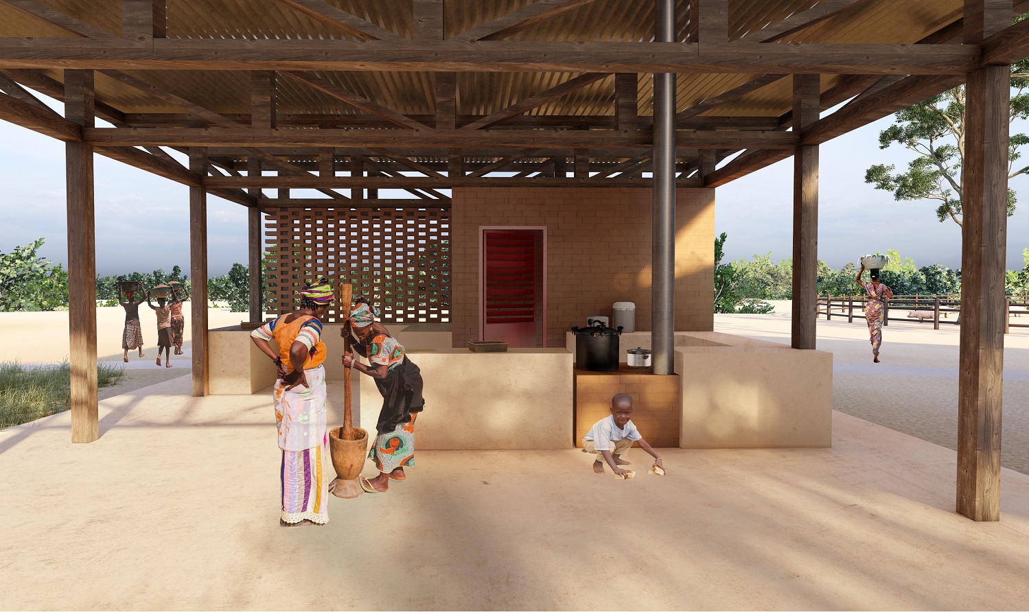 Graphics presenting the Sustainable Development Centre in the Mayukwayuukwa refugee camp