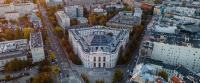 Bird's-eye view photo of the Main Building of the Warsaw University of Technology