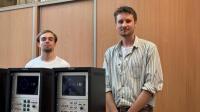 In the photo: Aleksander Mazur and Konrad Łącki at the quantum workstation