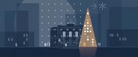 Christmas graphic featuring the Main Building of the Warsaw University of Technology