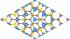 Geometry of the two-dimensional graphene/MoS₂ structure from the study (the green frame indicates the boundaries of the periodic supercell)