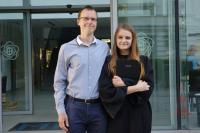 Winner of the VCLA International Student Award, Karolina Okrasa, and her supervisor, Paweł Rzążewski, PhD Eng.